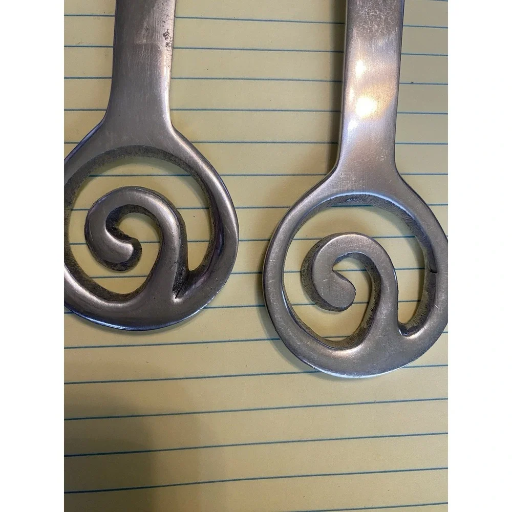 Aluminum  Polished Swirl Spoon And Fork Serving‎ Set 8